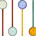 4-Pack Cute & Beautiful Handmade Colorful Glass Stirring Spoons - Reuseable High Borosilicate Glass Spoons for Coffee Tea Cocktails Desserts (Assorted Vibrant Tones) (Style: A)