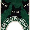 Toilet Rug U Shaped Washable Soft and Absorbent Bathroom Rugs Non Slip Bath Mat Machine Wash Bathroom Contour Rug for Toilet Base, 24 x 20 Inch (Black Cat)