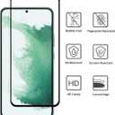 [2 Pack Tempered Glass Screen Protector Frontier Protective Protector for Samsung Galaxy S22 2022 Black with Fingerprint Sensor