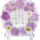 Gift for Mom Resin Floral Keepsake Plate Decor with Pressed Real Flowers (Purple & White) Mom Birthday Gifts, Unique Handmade Keepsake for Women