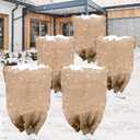 5PCs Burlap Fabric Plant Bags - 32 X 40 Inch Winter Plant Cover Freeze Protection, Reusable Burlap Sacks Plant Frost Cloth for Outdoor Plants, Cold Weather Tree Wrap for Trees, Bushes & Garden