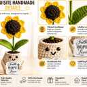 5 x Crochet Sunflower Faith Hope Love Gift, Handmade Christian Desk Decor, Inspirational Knitted Plant, Cute Small Gift for Mom Women Men, Religious Encouragement Keepsake
