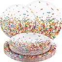 durony 48 Pieces Confetti Sprinkles Plates Thick Paper Plates Party Dessert Plates Decorations for Weddings Birthday Theme Party Supplies (7 Inches, 9 Inches)