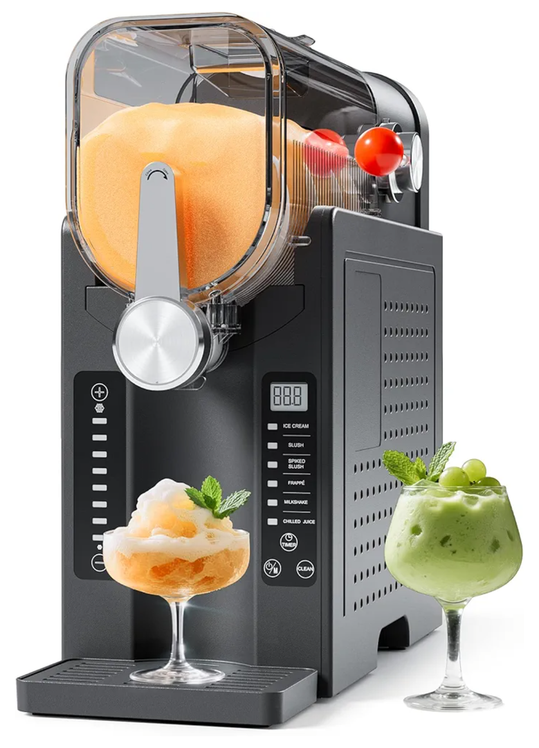 Slushie Machine No Ice Needed, Slushy Machine for Home, Frozen Drink Maker with 6 Preset Programs for Margaritas, Frappés, Milk Shake and More, LED Display, Auto Clean, Black, 1 Pack+6 Modes