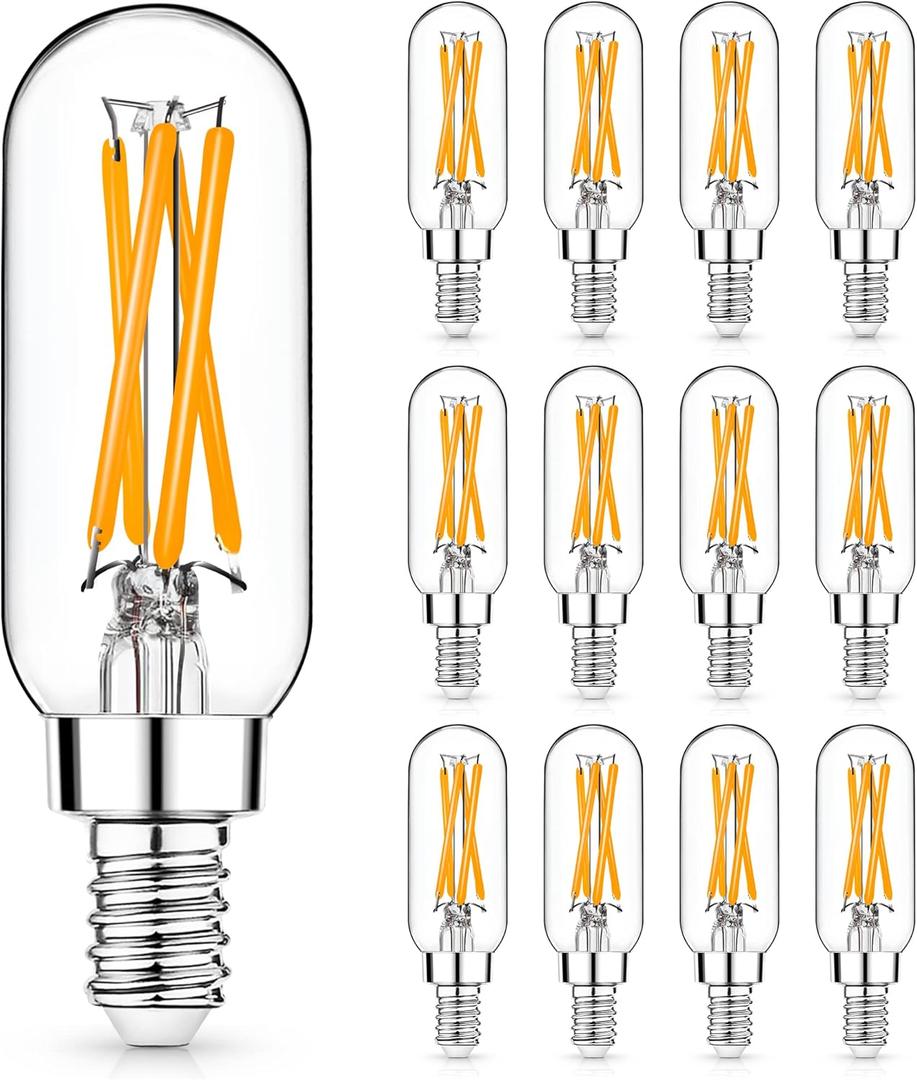 Mlambert 12 Pack Dimmable T6 LED Bulbs,4W Equal 40W e12 Candelabra Bulb 2200K,Clear 4W E12 Edison Base for Chandelier Light
