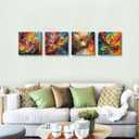 Colorful Abstract Wall Art Multi Color Graffiti Canvas Pictures Bedroom Wall Decor Watercolor Fantasy Splash Liquid Prints Painting Contemporary Artwork Kitchen Living Room Home Decoration 12x12" 4Pcs