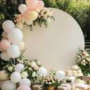 7.2ft Ivory Round Backdrop Cover Circle Backdrop Cover for Birthday Ivory Arch Backdrop for Wedding Baby Shower Party Home Decoration