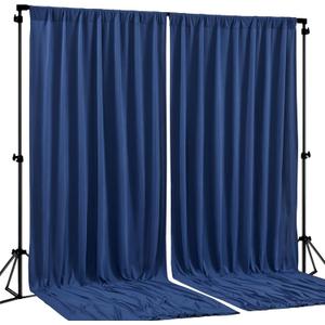 Navy Blue Backdrop Curtains-Wrinkle-Free Navy Blue Curtains Polyester Photography Drapes Wedding Background for Baby Shower Birthday Graduation Party Decorations - 8 X10FT