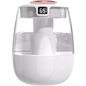 DONGKER Double Spray Humidifier,1L Silent USB Digital Display Humidifier with 2 Mist Modes & Night Light for Car Office Home Room (White)