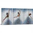 RyounoArt Ballet Canvas Wall Art Ballerina Picture Dancing Painting Prints for Bedroom Wall Decor Framed 16 * 24 inch Each, 3Pc
