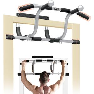 Yes4All Heavy Duty Wall Mounted Pull Up Bar, Over Door Pull Up Bar for Doorway, Multi Grip Chin Up Bar, Sturdy Strength Training Bars & Durable Gym Bar for Home Exercise