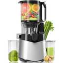 Cold Press Juicer, 5.8" Wide Feed Chute, With 400W Slow Masticating Juicer, Designed For High Juice Yield From Whole Fruits & Vegetables, Easy to Clean, Silver Gray
