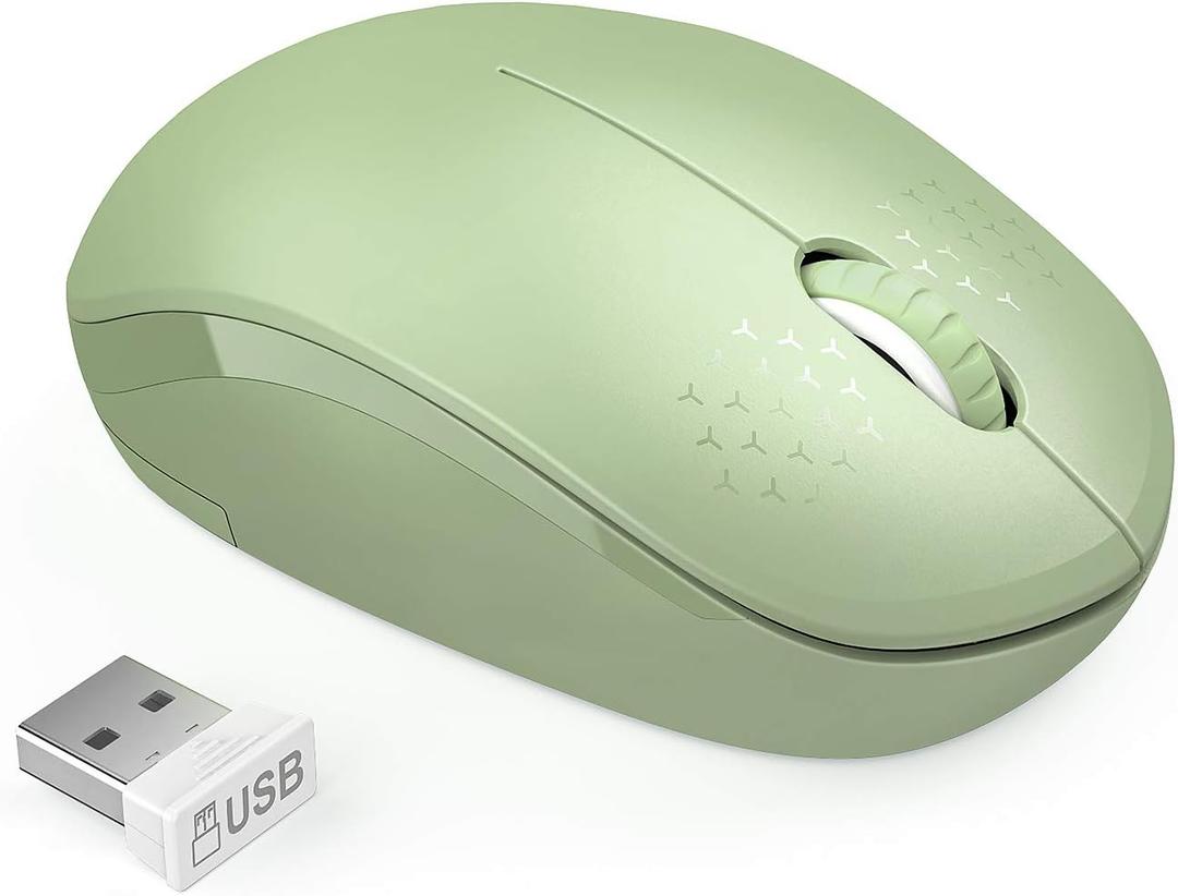 Seenda Wireless Mouse, 2.4G Noiseless Mouse with USB Receiver Portable Computer Mice for PC, Tablet, Laptop with Windows System (Olive Green)
