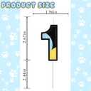 Blue Black 1st Birthday Candle for Girls Boys - Number 1 Candle, Blue Dog Cake Decorations, Cute Dog Cartoon Themed Birthday Party Supplies