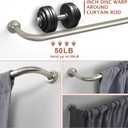 Brushed Nickel 28-48" Wrap Around Curtain Rod with Aluminum Finials and Brackets, 1 Inch Diameter, 50 lb Weight Capacity, Blackout, Adjustable, Wall Mounted