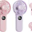 2-Pack Mini Portable Handheld Fan,5 Adjustable Speeds Personal Fan with Lanyard,180 Foldable Small Hand Fans for Makeup,Home,Office,Travel and Outdoor Activities(Pink +Purple)