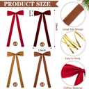 12 Pcs Christmas Frayed Edge Bows Decoration - 12" x 24" Chiffon Silk Ribbon Large Vintage Bow Ornaments Set for Xmas Tree Topper, Garland, Wreath, Candlestick - Holiday Indoor Outdoor Decor (Retro Color)