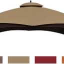 Eurmax USA High Performance Replacement Canopy Top for Lowe's Allen Roth Heavy Duty Gazebo Roof Gazebo Top with Air Vent 10X12 Cover #GF-12S004B-1, Replacement Top Only (Khaki)