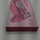 Wireless Keyboard and Mouse Combo - Round Keycaps, Full-Size Retro Typewriter Keyboard with Detachable Wrist Rest, Sleep Mode & Tilt Legs, 2.4GHz Cordless Connection for Mac/Windows/PC (Hot Pink)