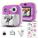Kids Camera Instant Print - 48MP Dual Lens, 1080P Video, Thermal Printing with 4 Paper Rolls - Fun Filters, Stickers & Games - Bluetooth App, 32GB Card - Gift for Girls & Boys Ages 3-12 (Purple)