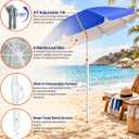 6ft Beach Umbrella with Sand Anchor and Carry Bag, Solid Blue