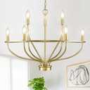 9-Light Gold Light Fixture Vintage Candle Chandelier Lighting 30in Mid-Century Modern Brass Dining Room Chandelier Over Table for Kitchen Island Living Room FoyerBedroom, E12