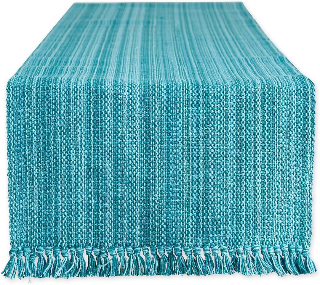 DII Variegated Tabletop Collection, Table Runner, 13x72, Teal