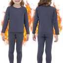 PISIQI Girls Thermal Underwear Set Ultra Soft Long Underwear for Kids Fleece Lined Winter Warm Base Layer Kids Long Johns Set (XL)