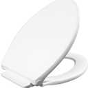Mayfair Preston Easy to Clean Single Hinge Toilet Seat, Modern Slow Close Plastic Toilet Seat, Made in USA, Elongated, White