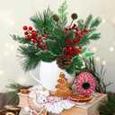 ZOXILEN 22 Pcs Large Artificial Christmas Tree Picks, Assorted 20 Kinds Red Berry Picks Stem Faux Pine Branches Flower Pick with Pinecones Apples Holly Leaves for Winter Holiday Season Home Decor