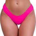 Halcurt Women's Mid Waisted Bikini Swimsuit Bottoms Full Coverage Swim Bottoms (Pink, L)