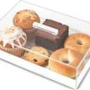 Large Acrylic Rectangular Cake Tray - Multifunctional Rectangle Cake Stand with Cover Lid - Pastry Serving Dessert Holder Tray for Party Home Kitchen Gift2 (White)