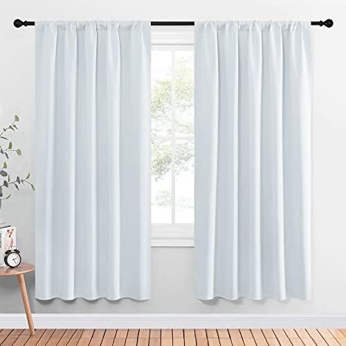 NICETOWN Bedroom Window Curtain Panels - Window Treatment Thermal Insulated Rod Pocket Room Darkening Drapes for Patio Door (Greyish White, 2 Panels, 52 in x 72 in (W x L))