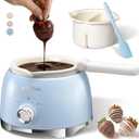 LUSHYUM Chocolate Melting Pot Candy Melts Melter with 2 Insert Pots and Spatula, 4 Cups Capacity Warmer Machine, Ideal Dipping Tool Kitchen Supplies for Making Cake Pop Covered Strawberries Fondue - Blue