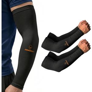 ARMORAY Arm Sleeves for Men and Women - UV Sun Protection Cooling Compression - Tattoo Cover Up Sleeve for Daily Wear & Work (Black)