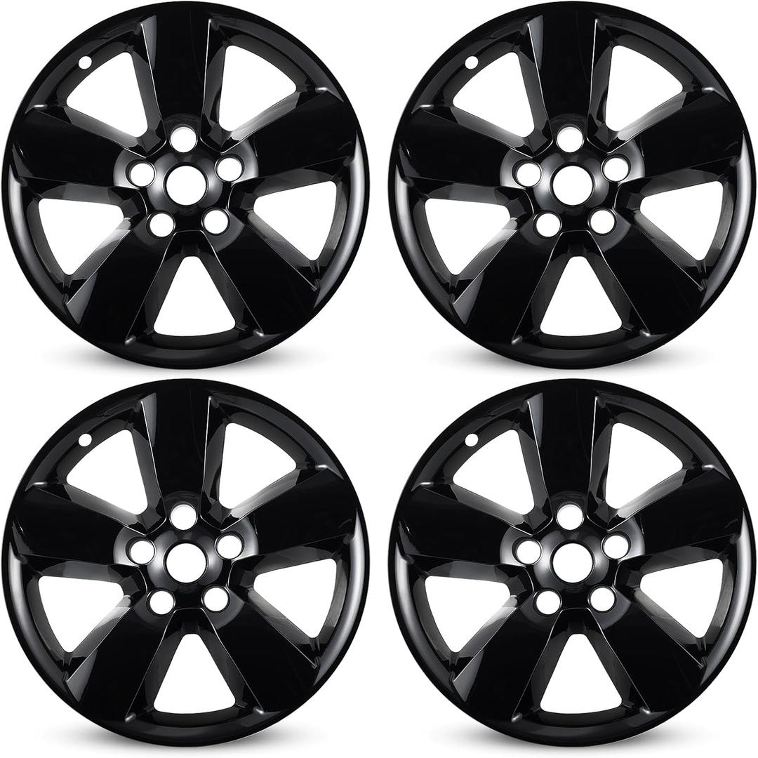 20" Glossy Black Wheel Skins for 2013-2018 RAM 1500 Pickup & 2019-2024 Ram 1500 Classic Pickup, ABS Plastic 20 Inch Cover Hubcaps for 13-24 RAM 1500 Set of 4