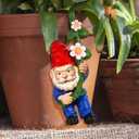 Hanging Gnome Figurines 6.6 inch Flower Pot Hugger Climbing Gnome Resin Garden Statue Decoration Outdoor Fence Patio Yard Ornaments