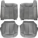 GXARTS Driver and Passenger Side Bottom Lower & Top Lean Back Leather Seat Cover Pewter Gray 922/122 Fit for Chevy Silverado Tahoe Suburban Yukon GMC Sierra 1500 2500 3500 1999 2000 2001 2002