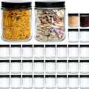 Encheng 8 OZ Glass Jars with Metal Lids,Clear Round Empty Candle Jars with Airtight Lids,Small Mason Canning Jars for Food,Candle,Honey,Candy,30 Pack.