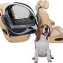 PetSafe Happy Ride Collapsible Travel Crate - Safe Travel Containment with Heavy Duty Aluminum Frame, Mesh Windows, Convenient Storage Pockets & Secure Seat Belt Access - Road Trip Crate