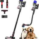 Teendow Cordless Vacuum Cleaner, 500W 50 Minutes Runtime Stick Vacuum for Pet Hair, Powerful Suction, Rechargeable, Lightweight, Handheld Vacuum Versatile for Carpet, Hard Floor (Black)