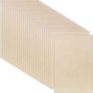 Vicenpal 24 Pcs Balsa Wood Sheets for Crafts Wood Unfinished Plywood Sheets for Drawing Painting Engraving Laser Cutting Burning DIY Crafts(12 x 8 x 1/8 Inch,Light Brown)