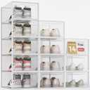 SEE SPRING XXX-Large Fit Size 14 Shoe Storage Box, Clear Plastic Stackable Shoe Organizer for Closet, Shoe Rack Sneaker Container Bin Holder for Entryway, Closet, Under Bed