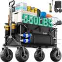 SUNNYFEEL Beach Wagon with Big Wheels for Sand - 300L Large Capacity
550LBS Heavy Duty Beach Cart with 9" Balloon Wheels, Foldable Wagon with Adjustable Handle for Camping, Outdoor, Black