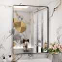 WEER Black Bathroom Mirror for Wall 28X36 Inch, Rectangular Black Metal Framed Vanity Mirror, Farmhouse Bathroom Mirror with Tempered Glass, Rounded Corner, Anti-Rust (Horizontal/Vertical)