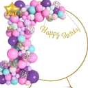 7.2FT Round Backdrop Stand Circle Balloon Arch Frame Kit for Wedding Flower Ring Party Background Decoration (7.2-Colorful C)