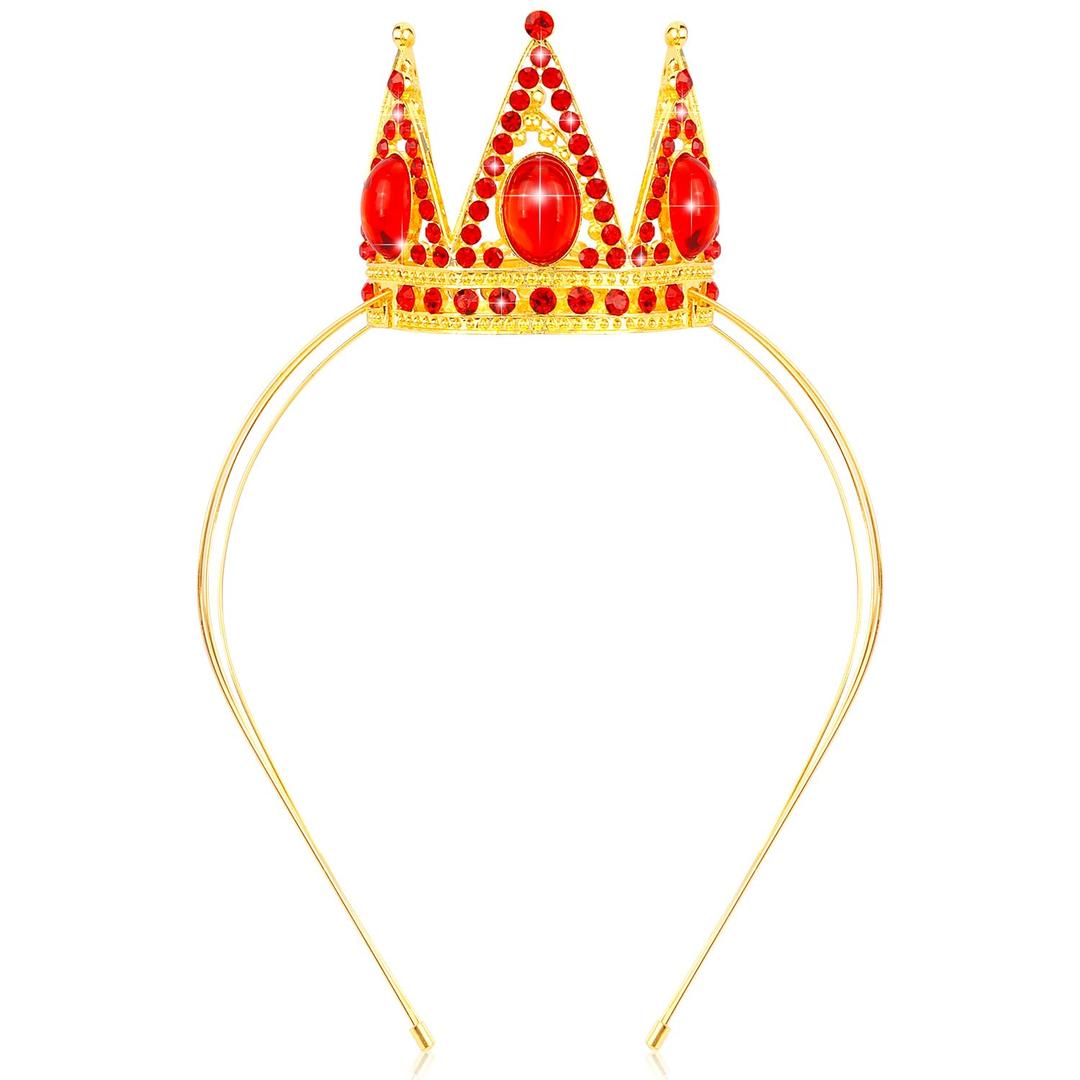 Velscrun Red Crystal Tiara Headband, Crowns for Women, Princess Girls Tiaras, Halloween Queen Crown Princess Quinceanera Headpieces for Birthday Prom Bride Wedding Pageant Party Hair Band