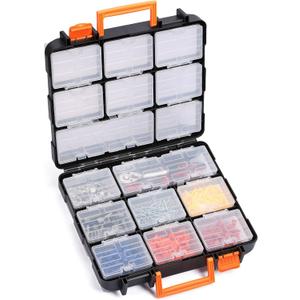 Mayouko 16 Compartments Detachable Toolbox Organizer,Hardware Organizer Box with Removable Sections,Carrying Storage Case for Patts,Screws,Bolts,Nuts,Toys