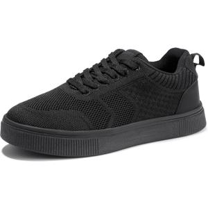 IDIFU Women's Fashion Sneakers Knit Lace Up Mesh Sneakers Ladies Casual Comfortable Dressy Trendy Tennis Shoes Spring Business Walking Work Office Travel Low Top Slide Slip On Flat Sneakers Shoes (9, Black)