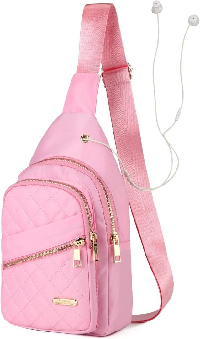Crossbody Small Sling Backpack Sling Bag for Women, Chest Bag Daypack Crossbody for Travel Sport Running Hiking Pink